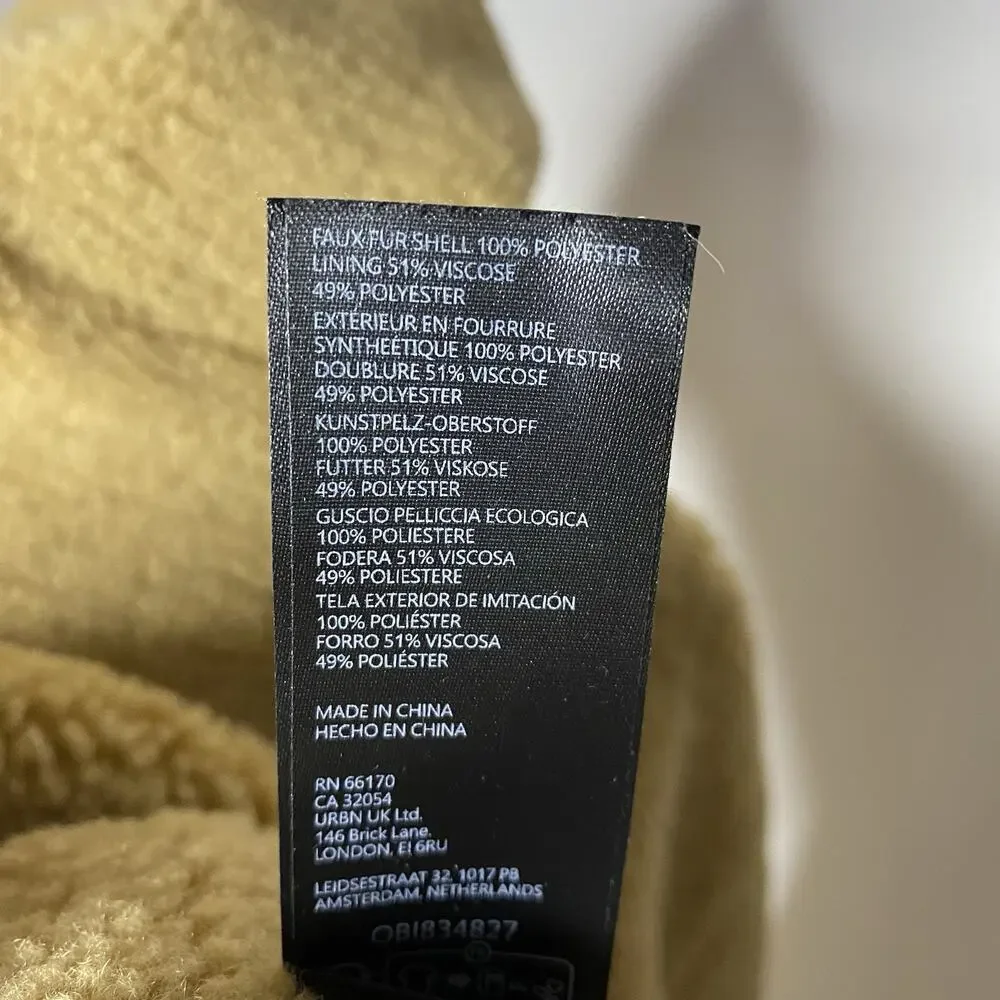 Free People Get Cozy Teddy Jacket Women's Medium Brown Fuzzy Oversize Boho Zip - Picture 8 of 10